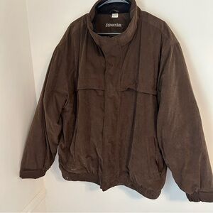 VTG St.‎ John's Bay Men's Thick Faux Suede Bomber Jacket Brown Size 2XL